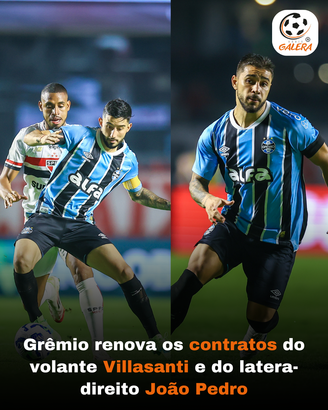 Grêmio renova os contratos do volante Villasanti e do lateral-direito João Pedro